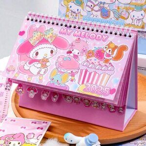 Sanrio 2025 New Edition Calendar & Creative Memo Pad Desk Décor Pink MLD
